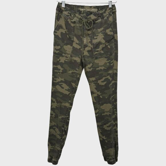 American Eagle Next Level High-Waisted Jegging Jogger | Size 6 Camo Drawstring - Picture 1 of 8
